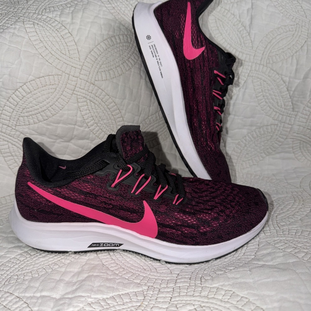 Nike Womens Air Zoom Pegasus 36 Black Pink Blast Berry AQ2210-009 Size 6 - Picture 1 of 10